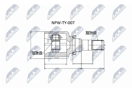 Внутрішній шрус volvo xc60 2.0t 20082013 атм powershift mps6, 36011453 Nty NPWTY007