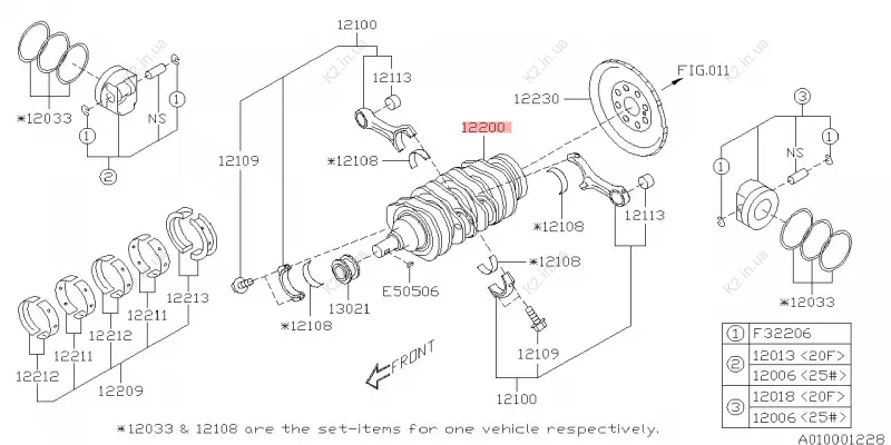 Вал коленчатый SUBARU 12200AA490 (фото 1)