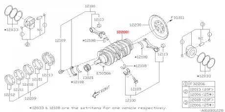 Вал коленчатый SUBARU 12200AA490